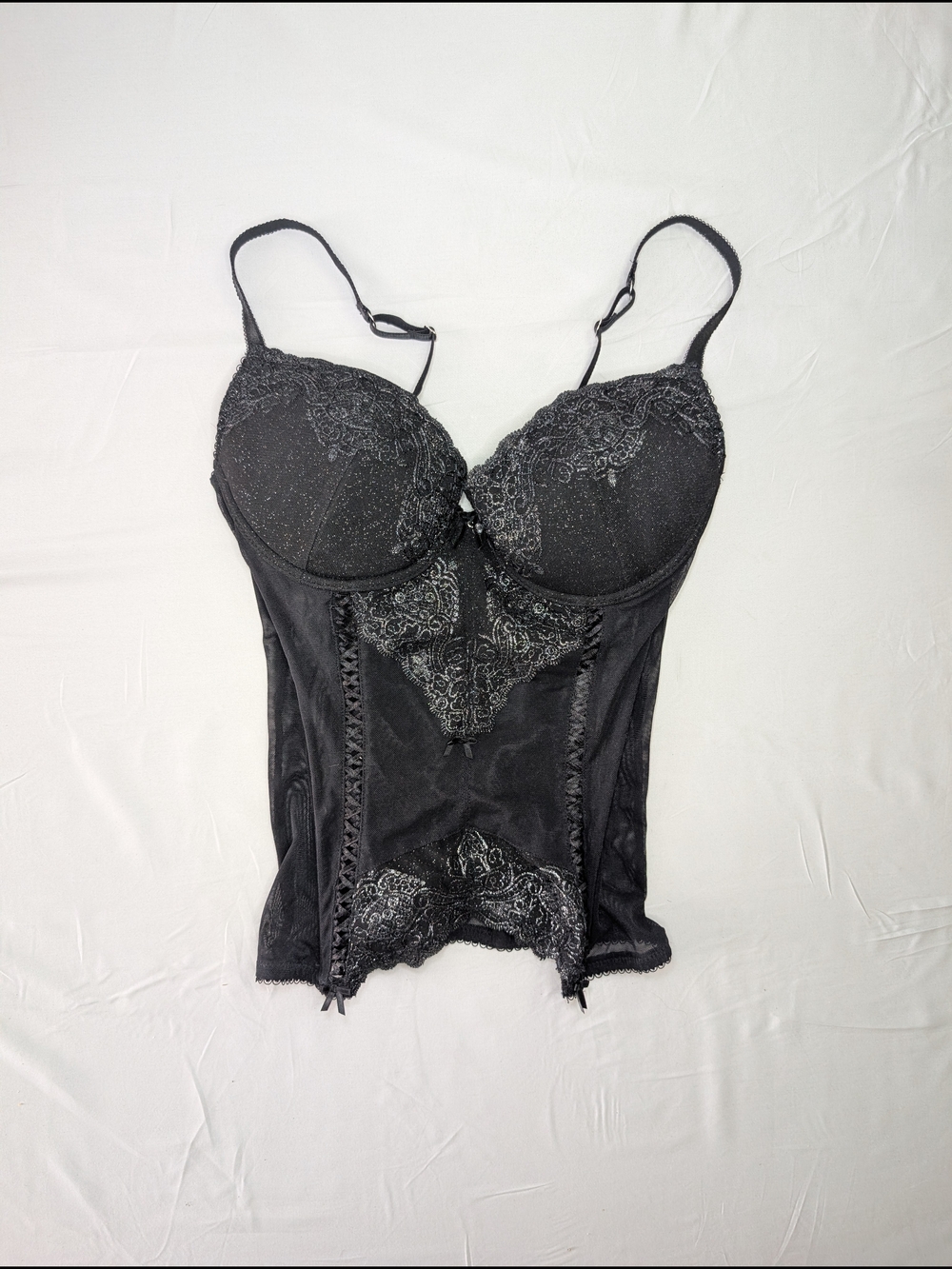 Black Lace Bustier Corset Top - Women's Intimates